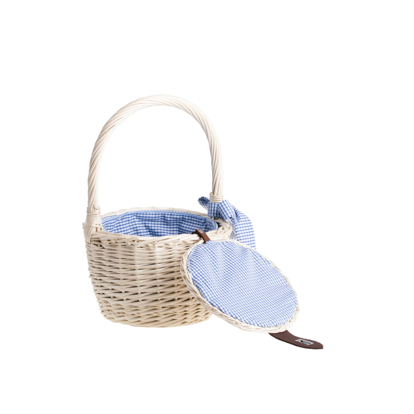 Rivora Torba iz vrbovine za plažo in nakupe z modro obrobo, s pokrovom in ročajem TheWickerStories