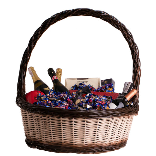 wicker gift basket with handle for presents