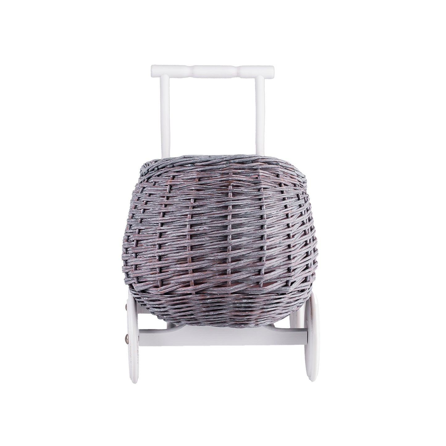 Luke gåvogn i flettet rotting med rosa fór TheWickerStories