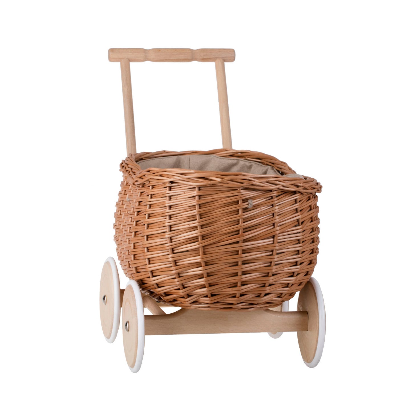 Luke chariot pousseur en osier avec doublure beige