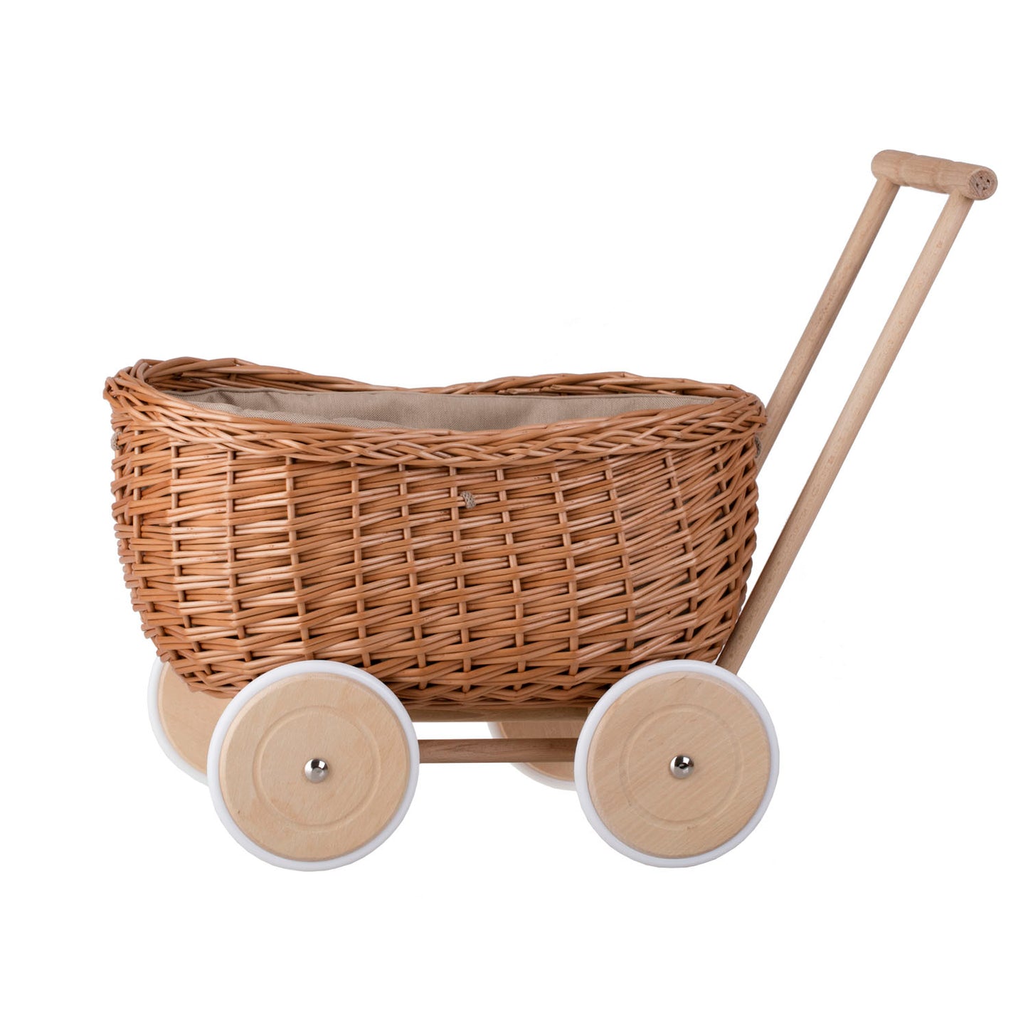 Luke chariot pousseur en osier avec doublure beige