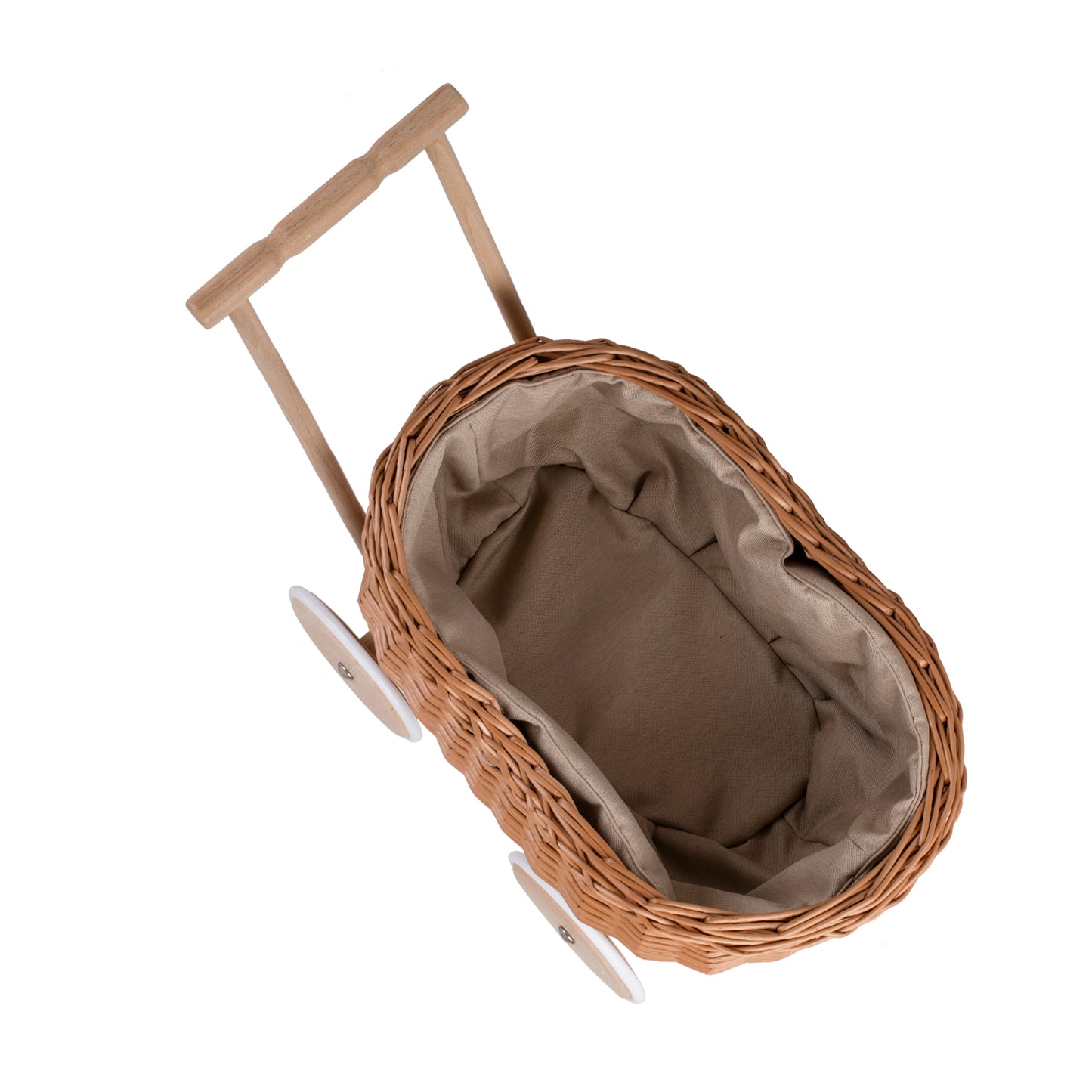 Luke chariot pousseur en osier avec doublure beige