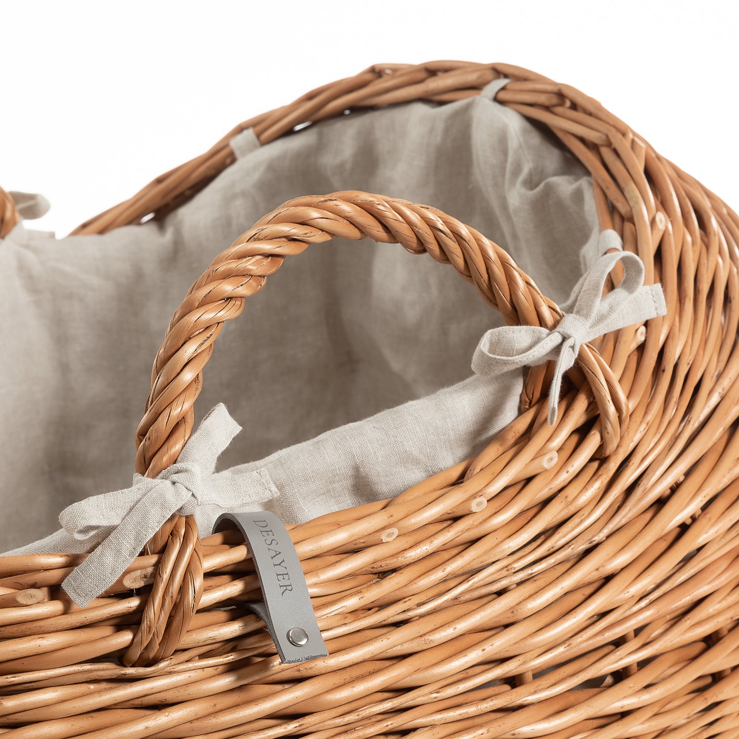 Desayer berceau table à langer en osier avec doublure beige pour bébé TheWickerStories