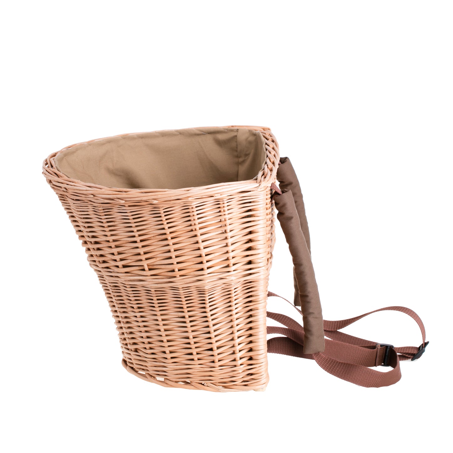 Sirellius wicker backpack with brown trim and straps