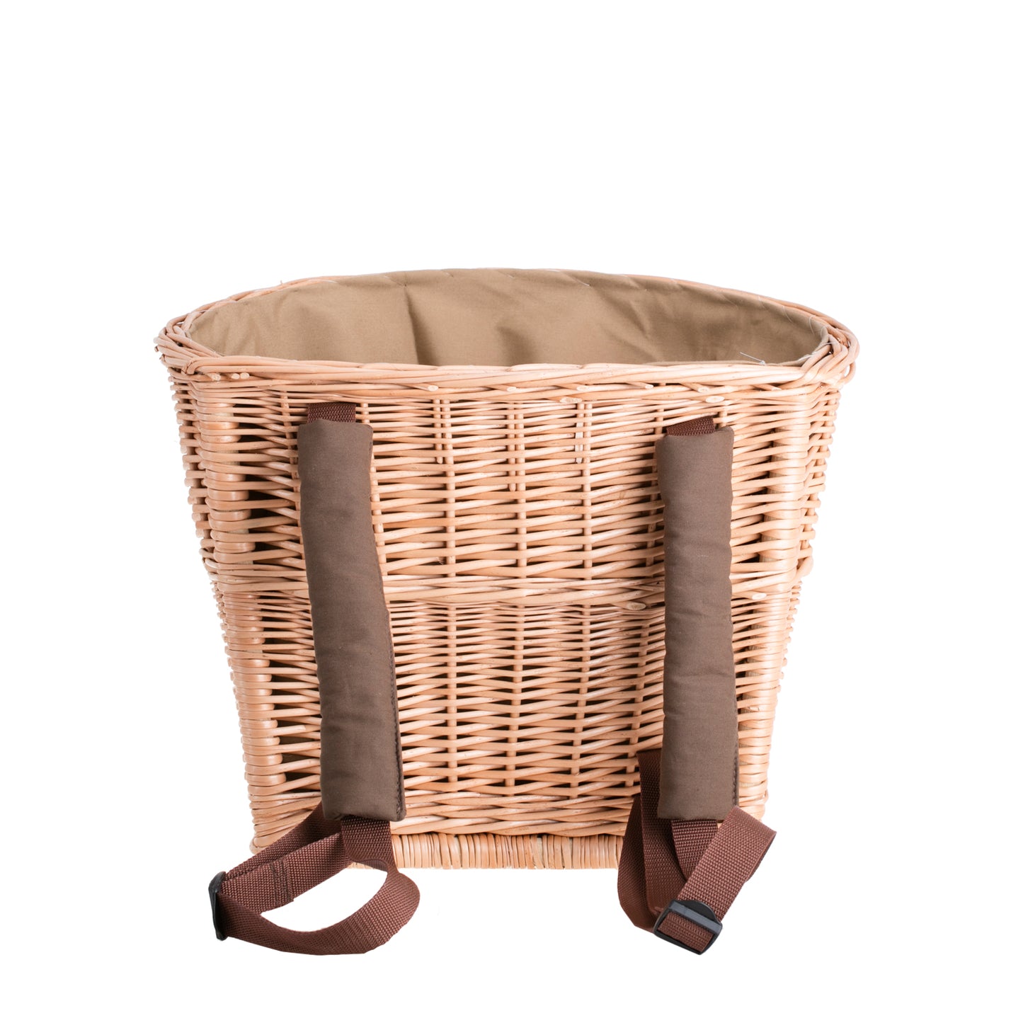 Sirellius wicker backpack with brown trim and straps
