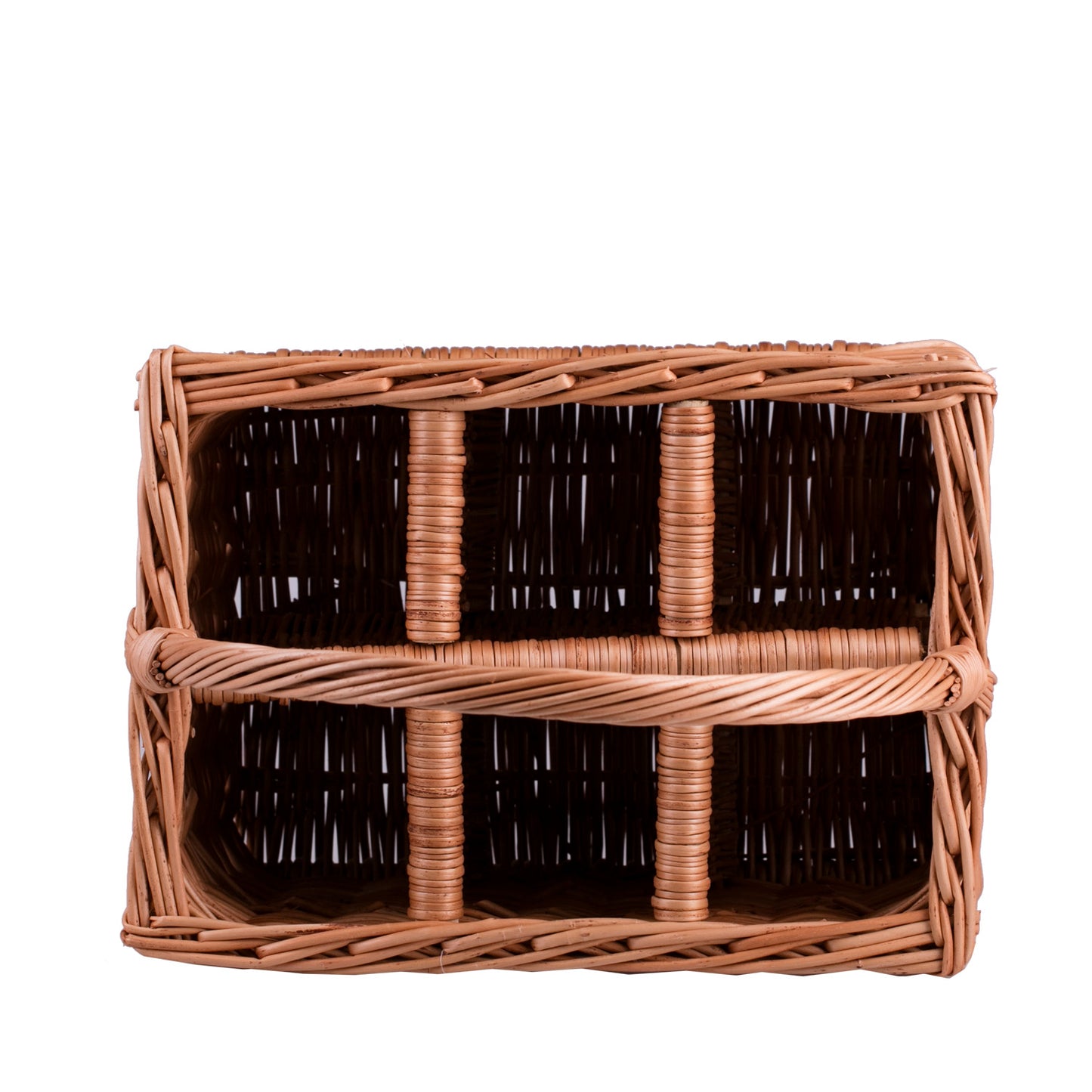 Gionella wicker bottle basket with compartments and handle TheWickerStories