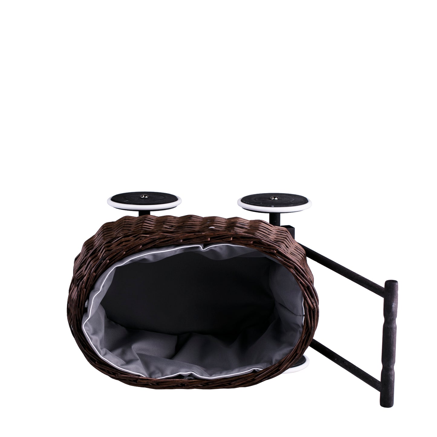 Luke carro andador de mimbre con forro gris TheWickerStories