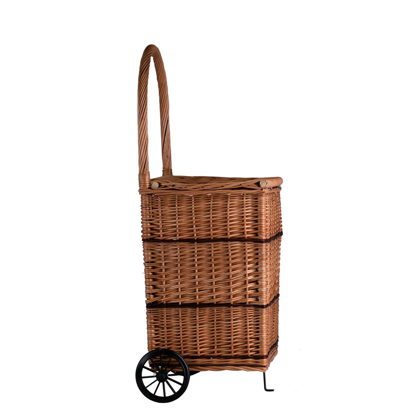 Solette wicker firewood basket with wheels, handle and lid TheWickerStories