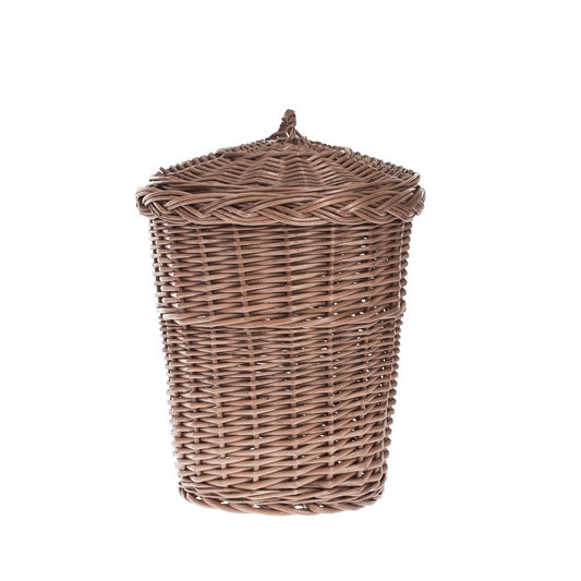 papelera de mimbre con tapa