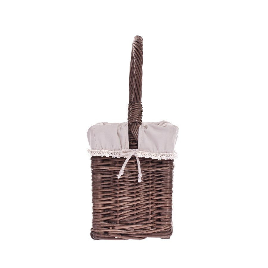 Gavis panier en osier pour magazines avec bordure beige et poignée