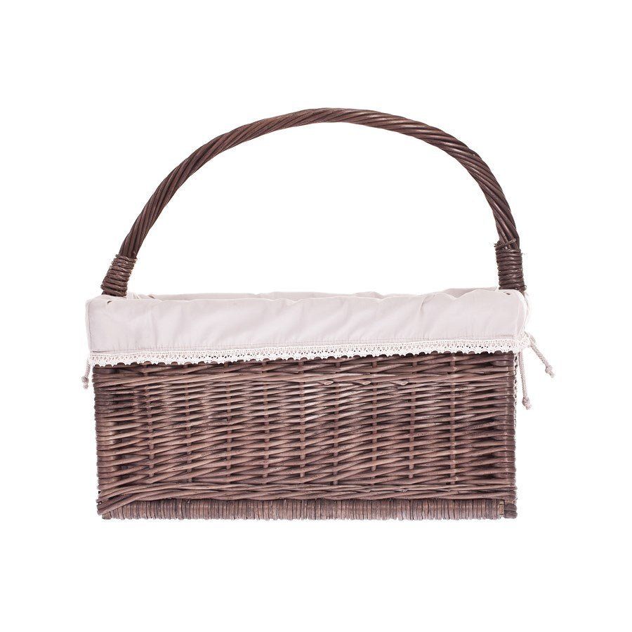 Gavis panier en osier pour magazines avec bordure beige et poignée