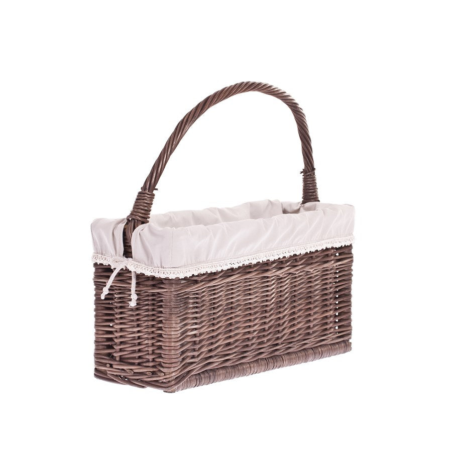 Gavis panier en osier pour magazines avec bordure beige et poignée