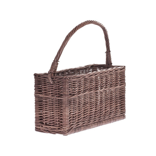 wicker magazine basket with handle