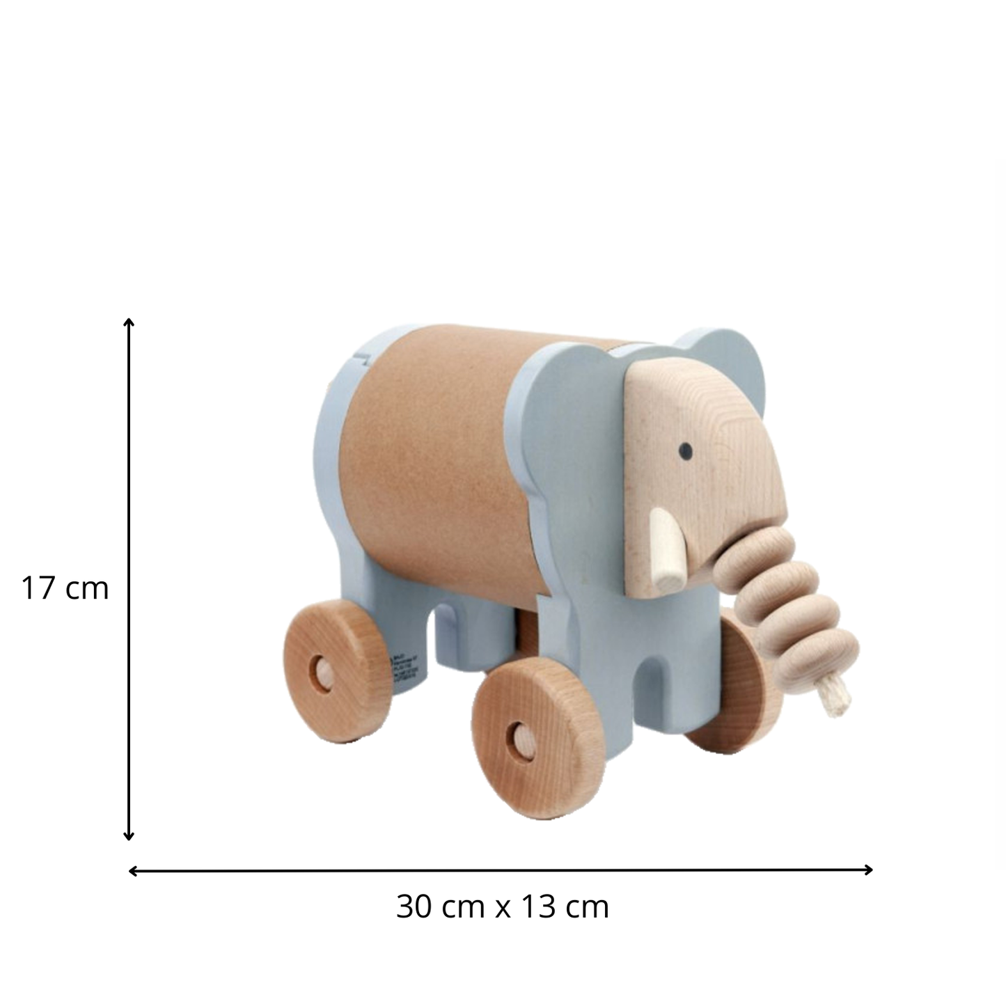 Parvia éléphant en bois sur roulettes – jouet pour enfants TheWickerStories