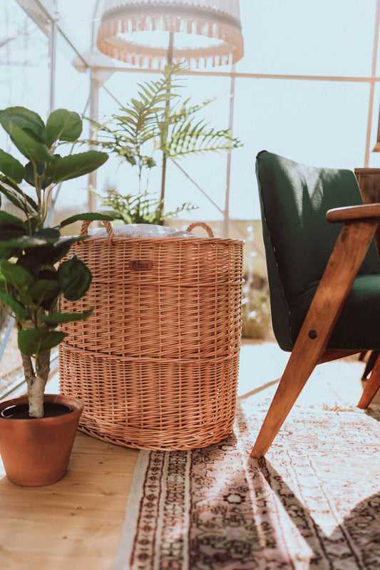 Celia wicker basket container with handles TheWickerStories