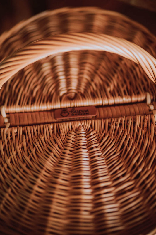 Kardia wiklinowy kosz piknikowy z pokrywą i rączką