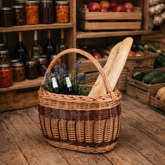 shoppingkorg med flätat handtag