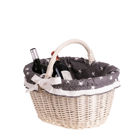 Walerissa καλάθι αγορών με ψάθινη λαβή και γκρι επένδυση