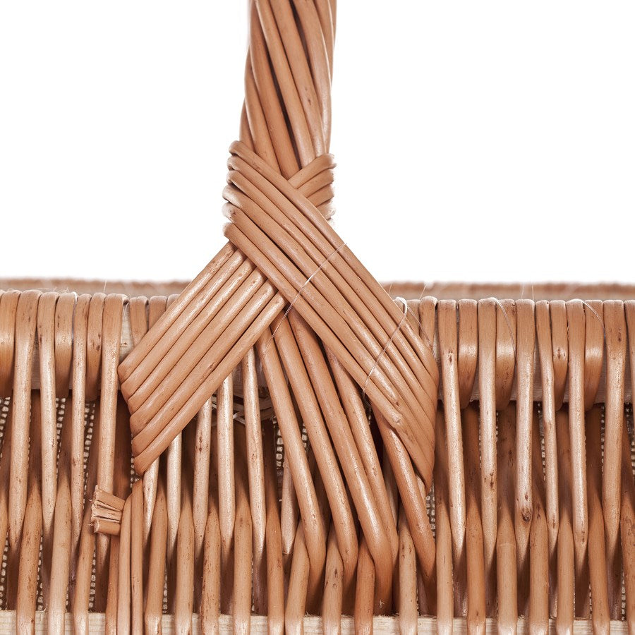 Fano Rieten mand voor haardhout met jute afwerking en handvat
