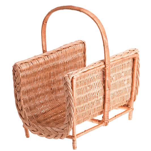 Ferla cesta de mimbre para chimenea con asa para leña TheWickerStories