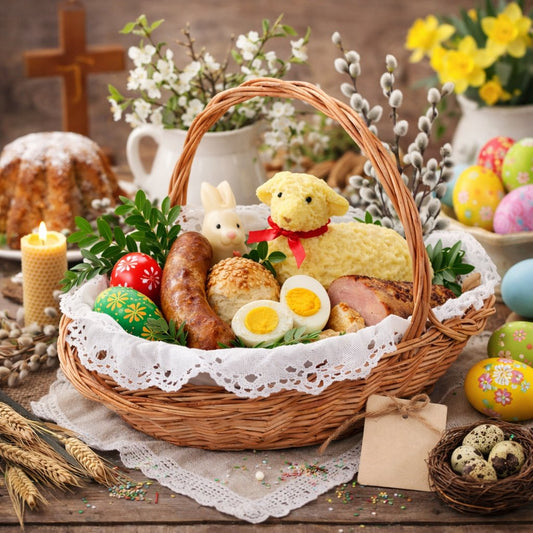 wicker gift and fruit basket with handle