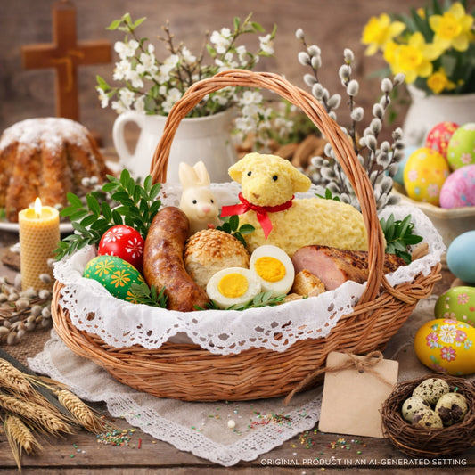 wicker gift and fruit basket with handle