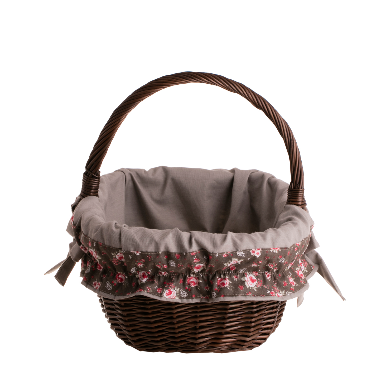 Wilhelmina shopping basket with wicker handle and beige trim