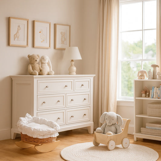 Mimi wicker cradle for dolls with white lining, pillow and duvet TheWickerStories