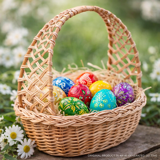 Zaria wicker Easter blessing basket with handle TheWickerStories