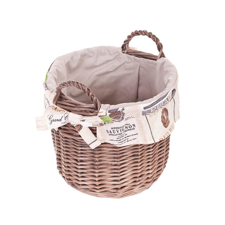 Nolira wicker storage basket with cream trim and handles TheWickerStories
