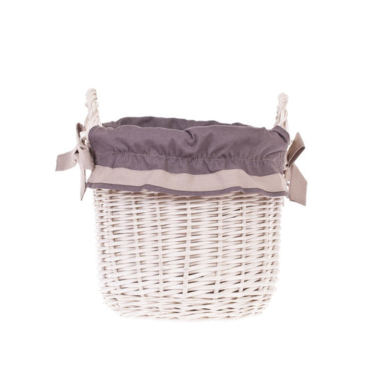 Nolira wicker storage basket with gray trim and handles TheWickerStories
