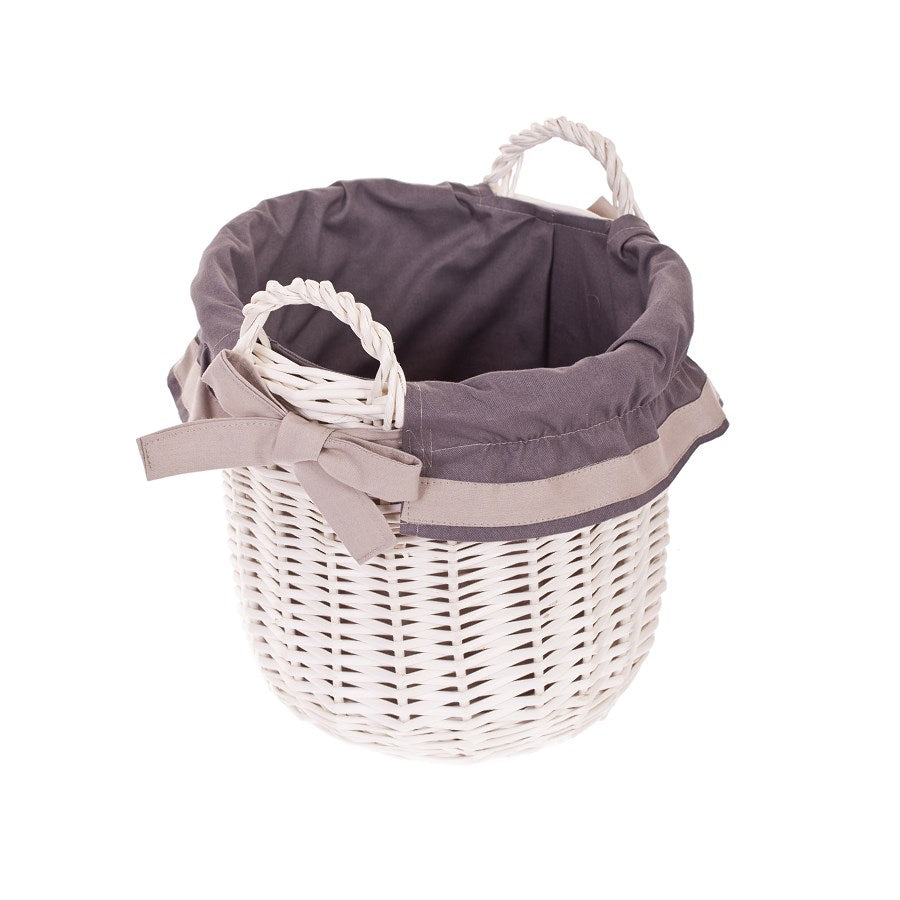 Nolira proutěný úložný koš se šedým lemováním a úchyty TheWickerStories