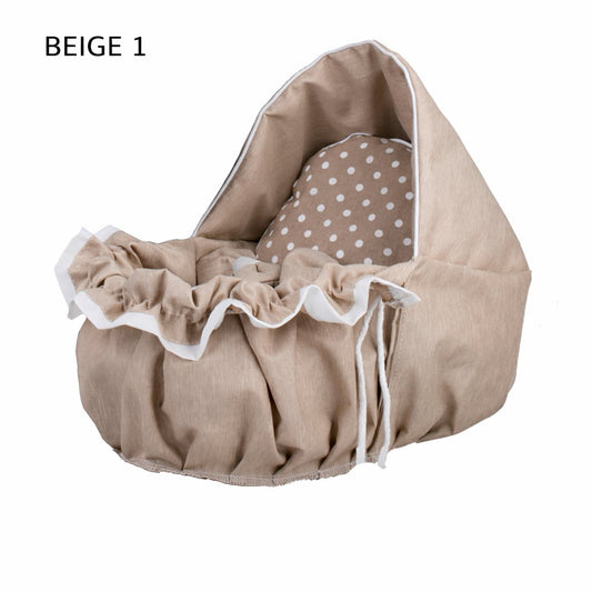 Lili bedding with beige trim, a comforter and a pillow TheWickerStories