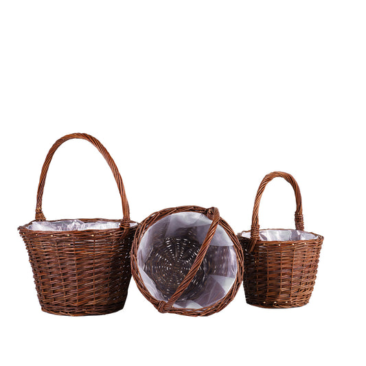 set of 3 wicker flower baskets for garden and balcony