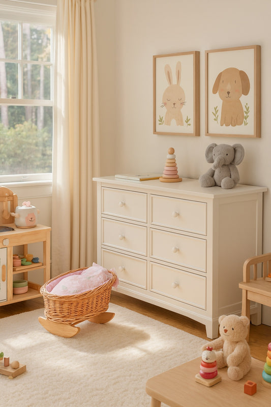 Mimi wicker cradle for dolls with pink lining, pillow and duvet TheWickerStories