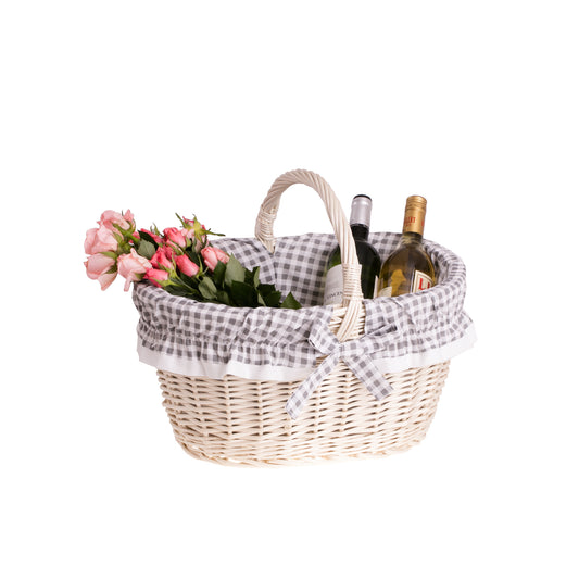 Walerissa shoppingkorg med flätat handtag och grått foder TheWickerStories