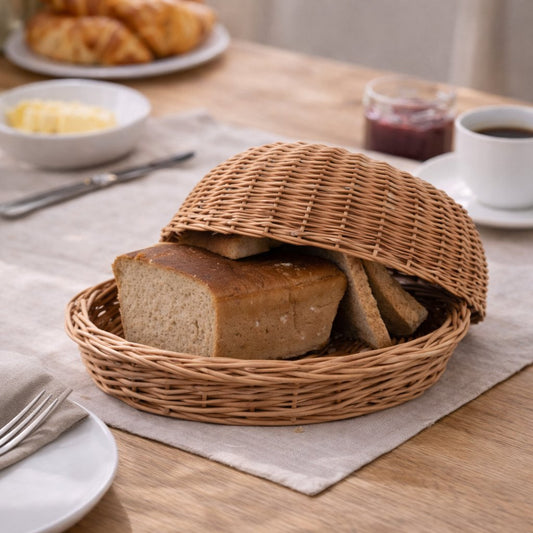 cestino di vimini con coperchio