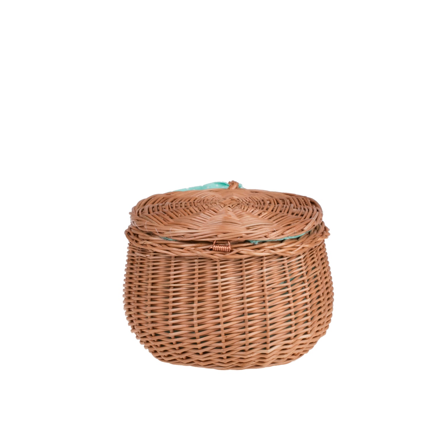 Zethina majhna pletena košarica z metino podlogo, pokrovom in zapiranjem