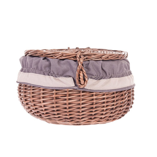 Wiloris wicker jewelry box with gray trim and bow TheWickerStories