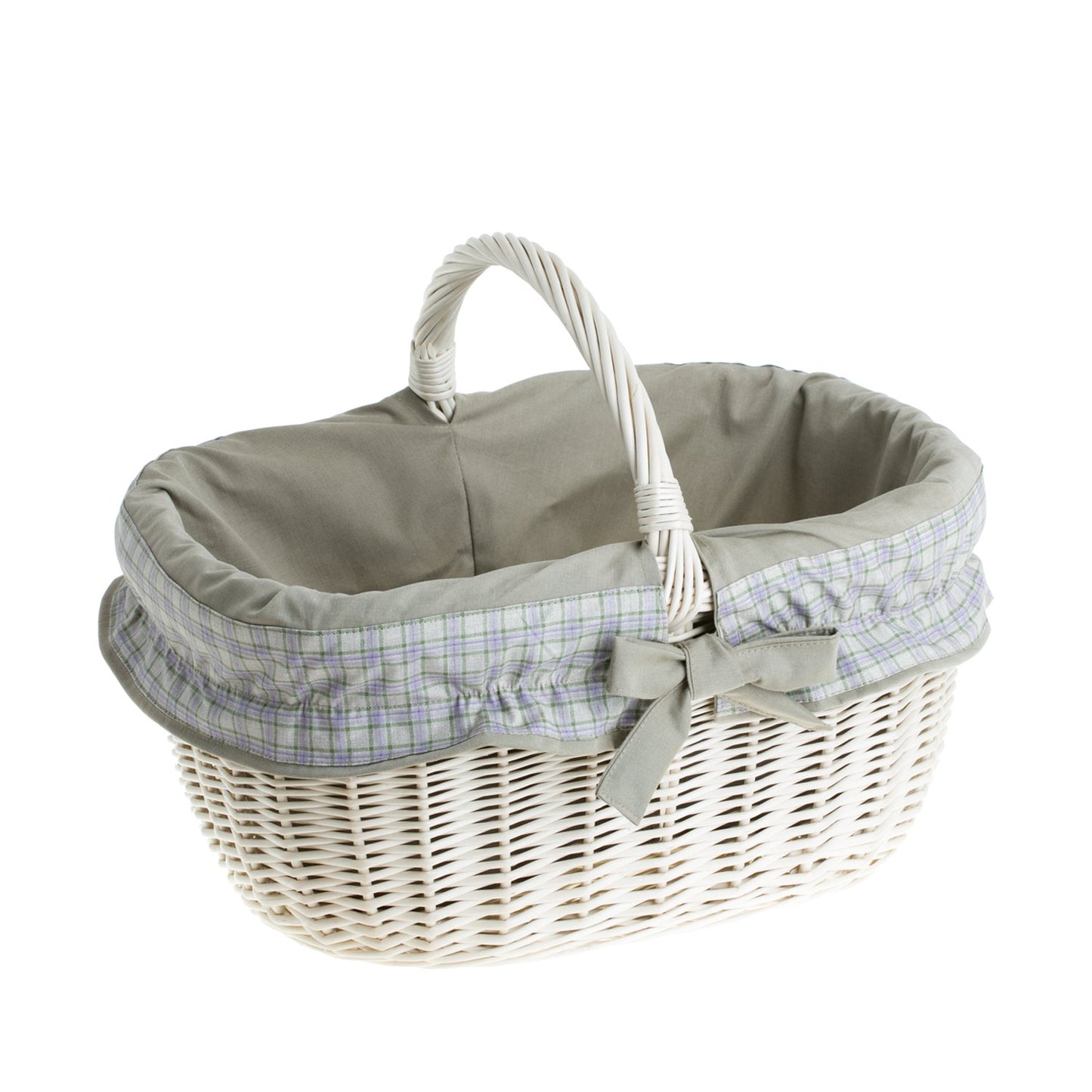Wilhelmina shopping basket with wicker handle and beige trim