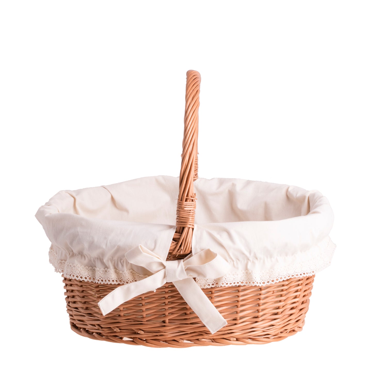 Zelora rieten geschenkmand met crèmekleurige rand en handvat
