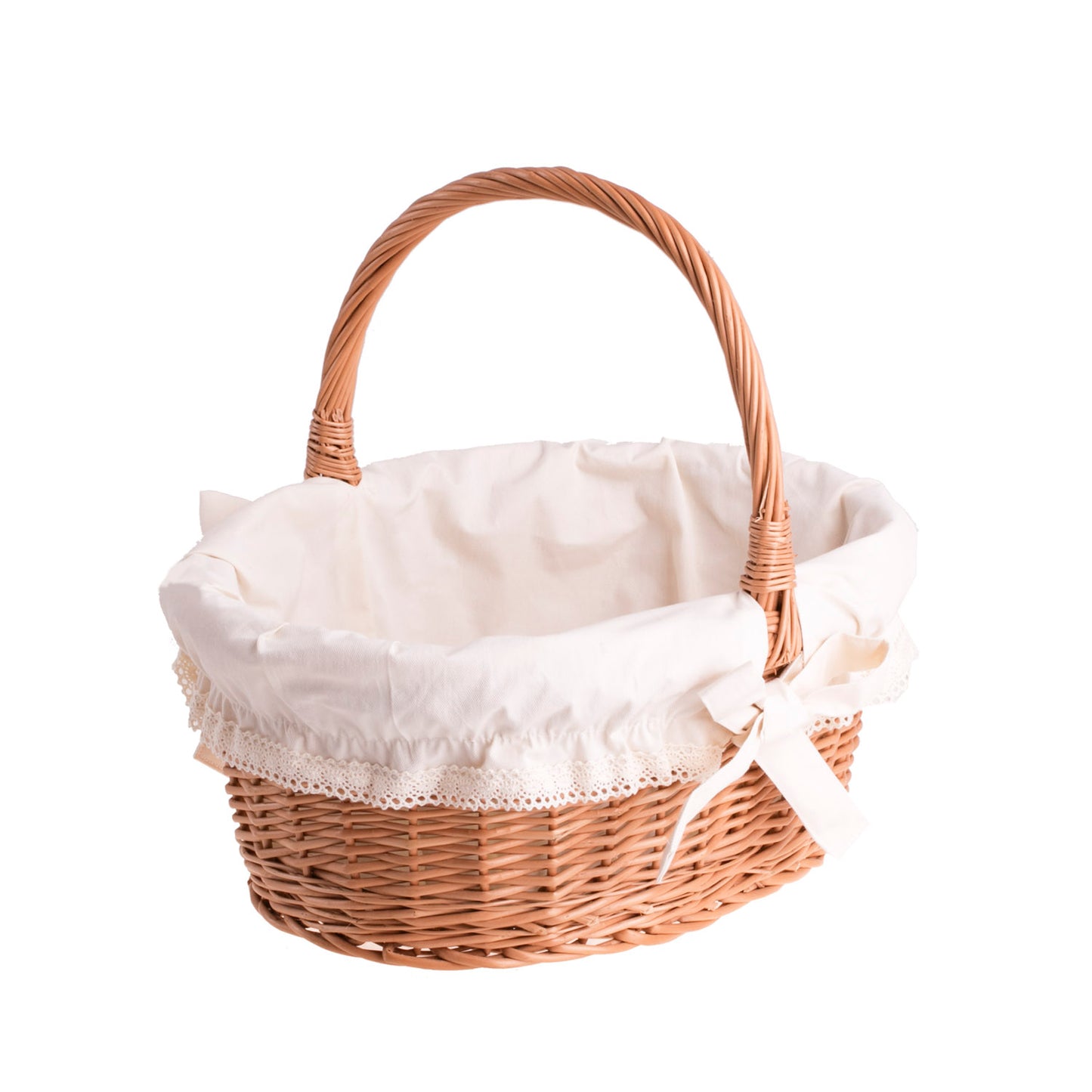 Zelora rieten geschenkmand met crèmekleurige rand en handvat