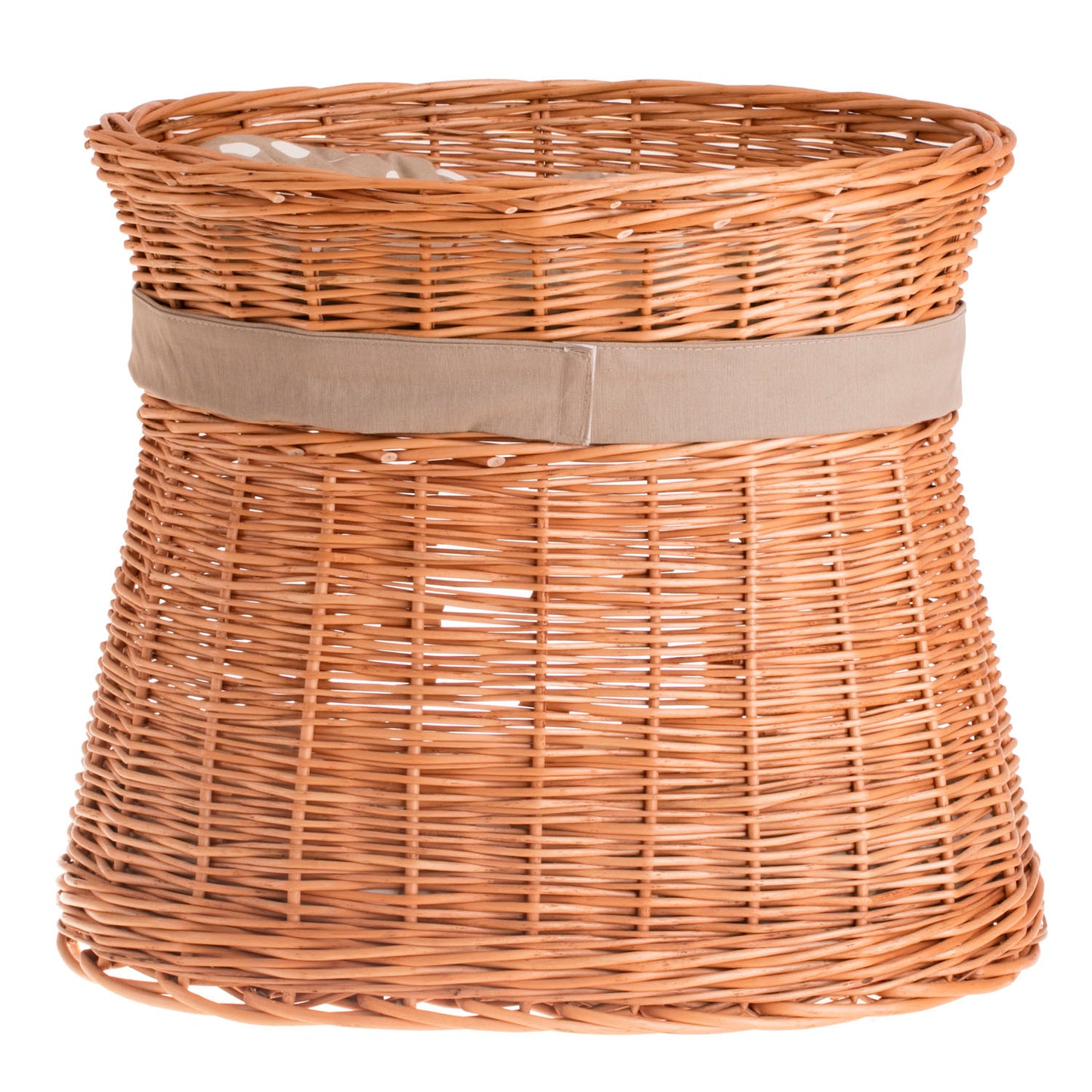 Erif rieten kattenhuis met beige kussens, twee verdiepingen, met strik