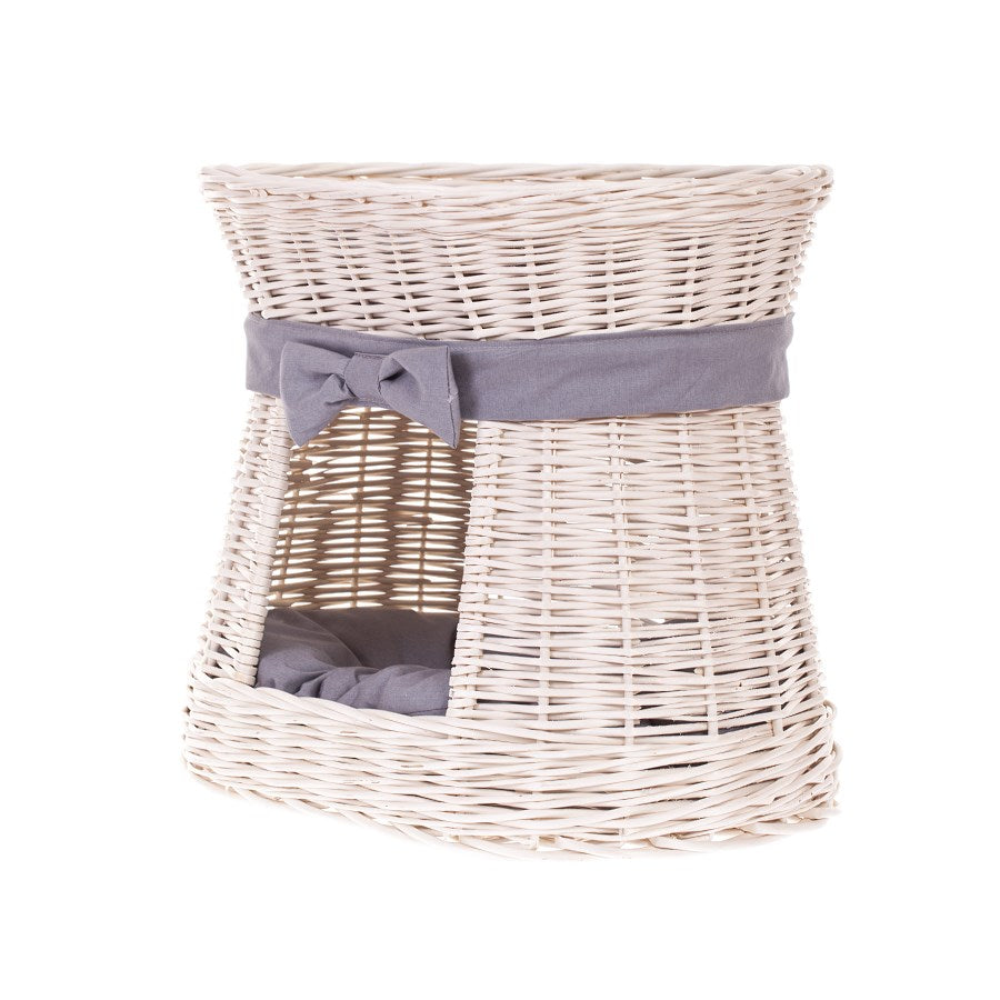 Erif rotan kattenhuis met kussens en strik, twee niveaus