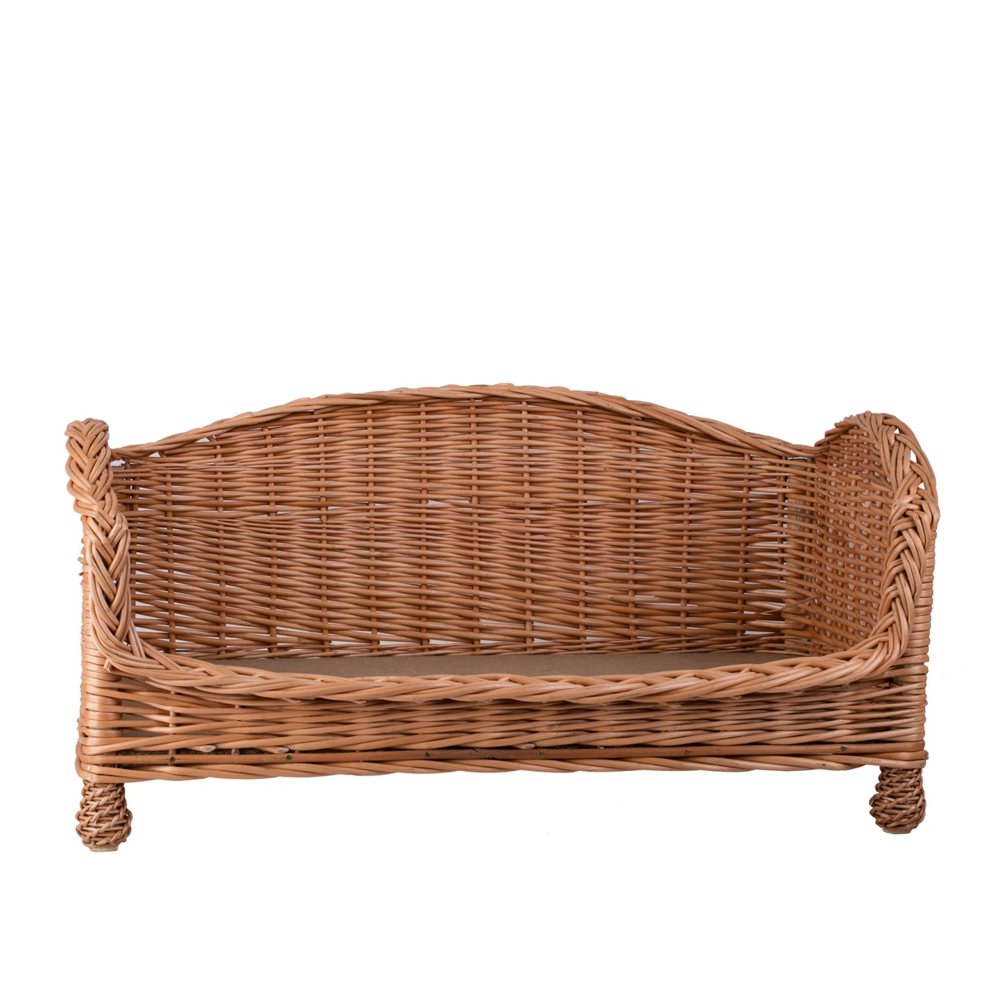 Erivia rotanmand voor hond en kat met beige kussen en verlaagde instap TheWickerStories