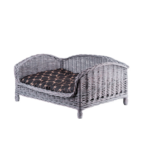 Erivia wicker basket for dogs and cats with cushion TheWickerStories