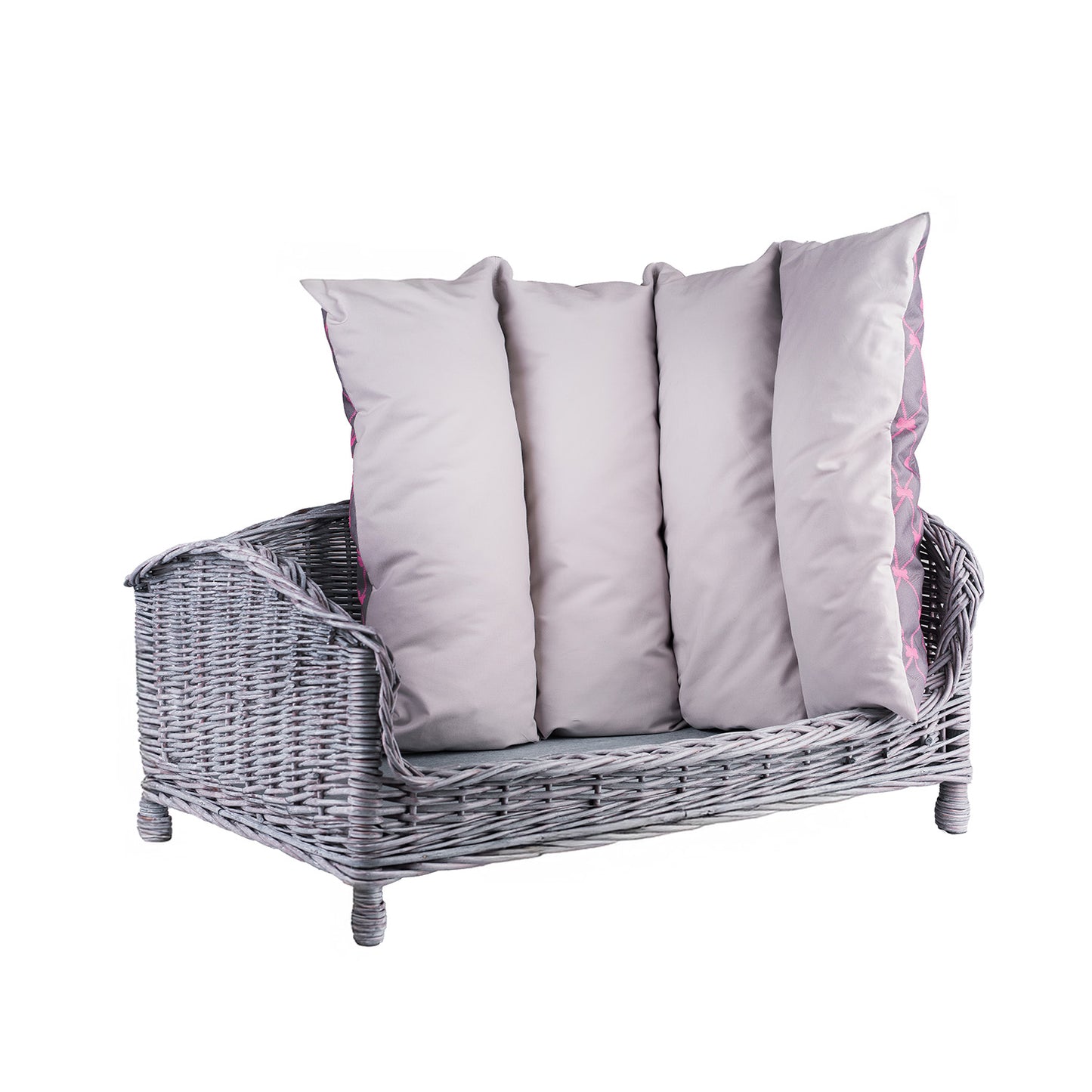 Erivia wicker basket bed for dogs and cats with cushion TheWickerStories