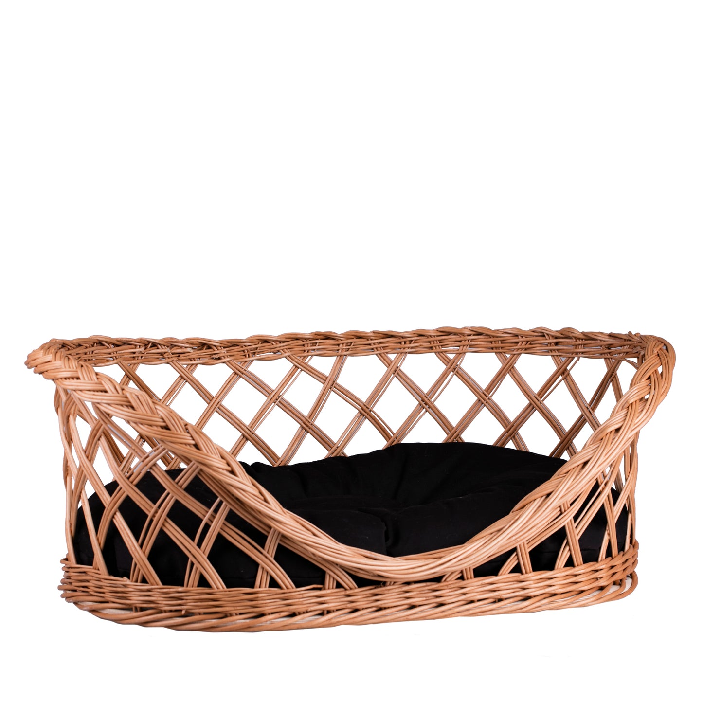 Esnoria rieten mand als ligplaats voor honden en katten met zwart kussen en lage instap