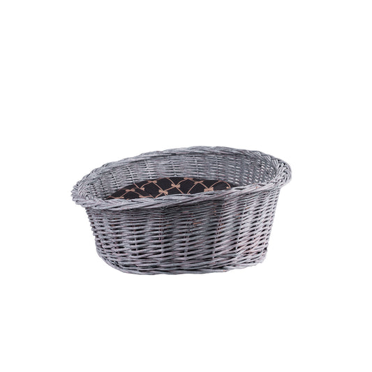 Enovia wicker pet basket with cushion for dogs and cats TheWickerStories