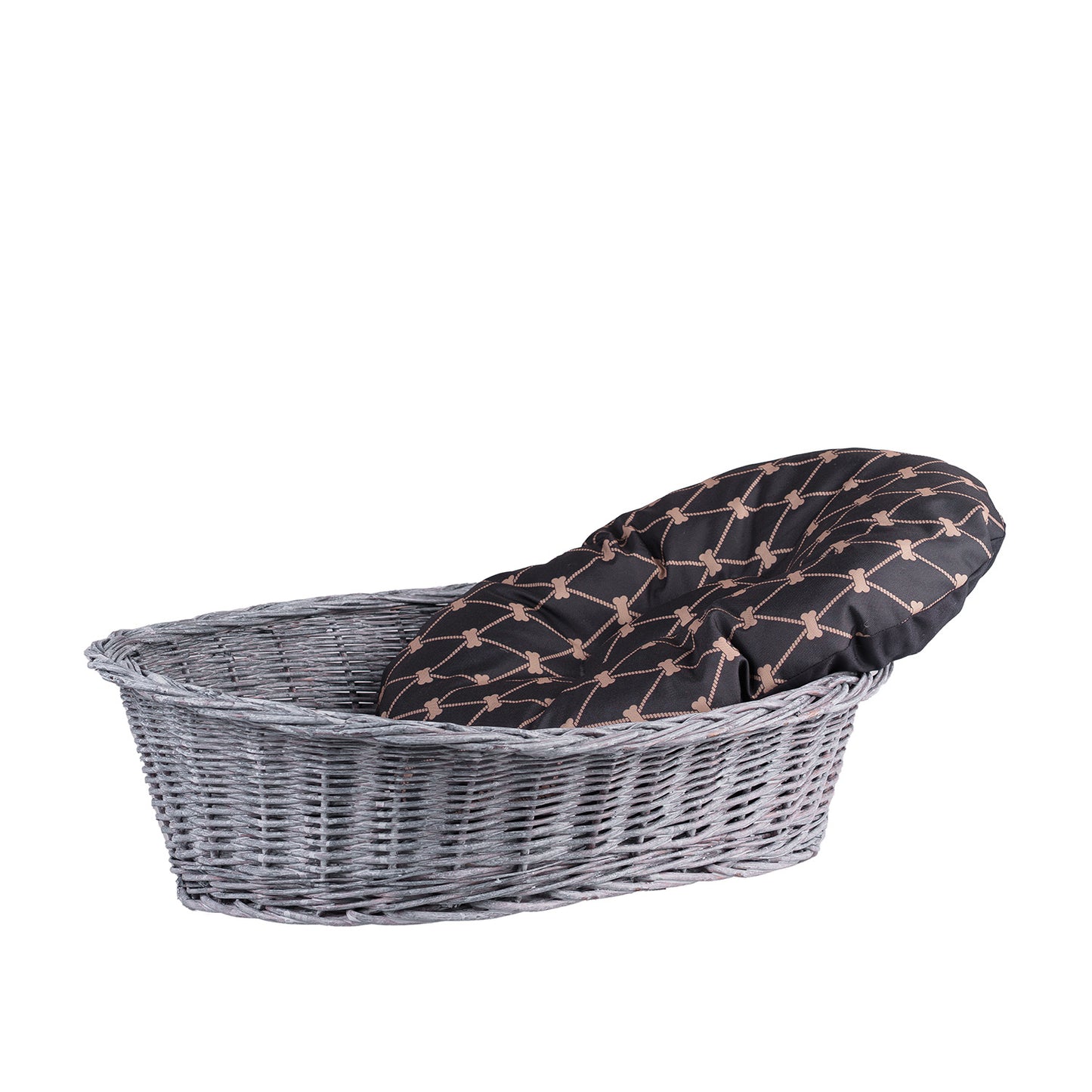 Enovia rieten mand voor honden en katten met kussen